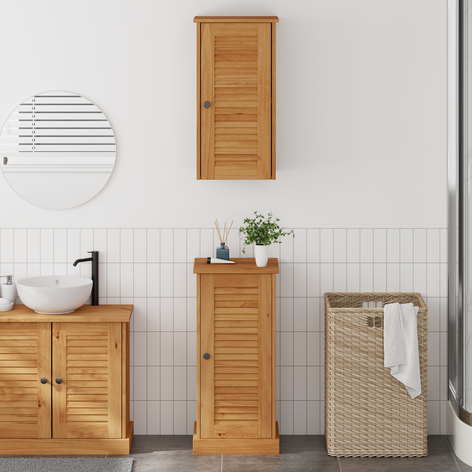 Badezimmermöbel Set 2 pcs Braun und Honigbraun 37 x 34 x 80 cm