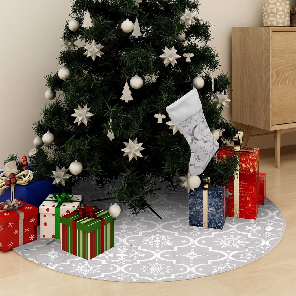 Luxus-Weihnachtsbaumdecke mit Socke Weiß 90 cm Stoff Luxus-Weihnachtsbaumdecke mit Socke Weiß 90 cm Stoff