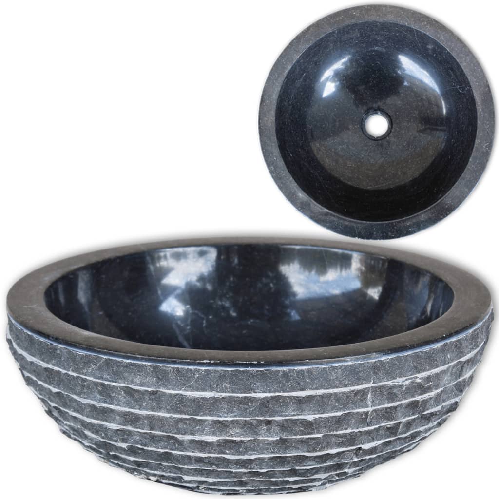 Waschbecken Marmor 40 cm Schwarz Waschbecken Marmor 40 cm Schwarz