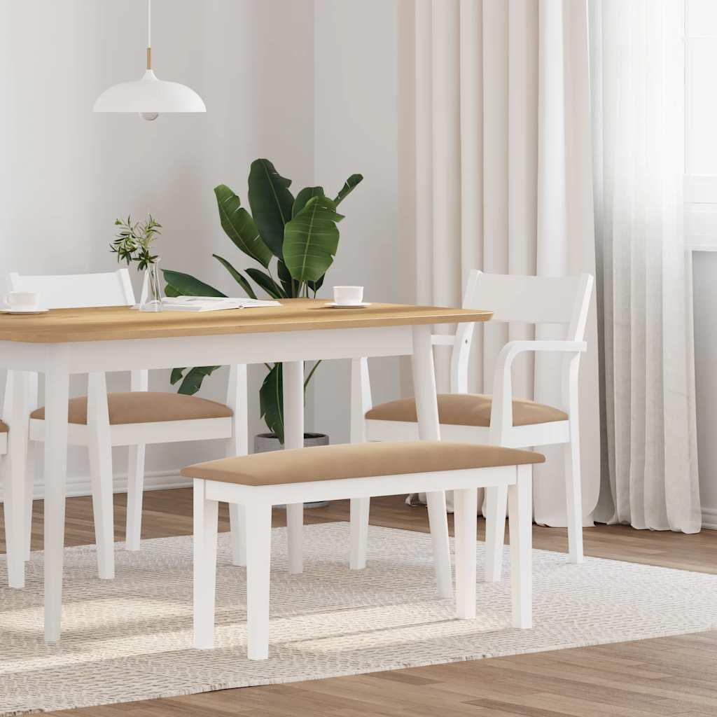 Bank 90 cm Weiß Massivholz Gummibaum Bank 90 cm Weiß Massivholz Gummibaum