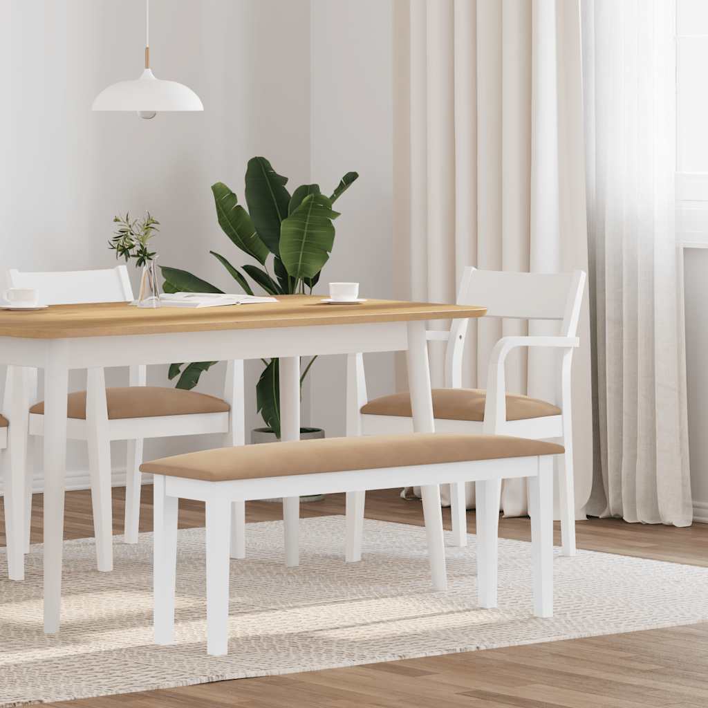 Bank 110 cm Weiß Massivholz Gummibaum Bank 110 cm Weiß Massivholz Gummibaum
