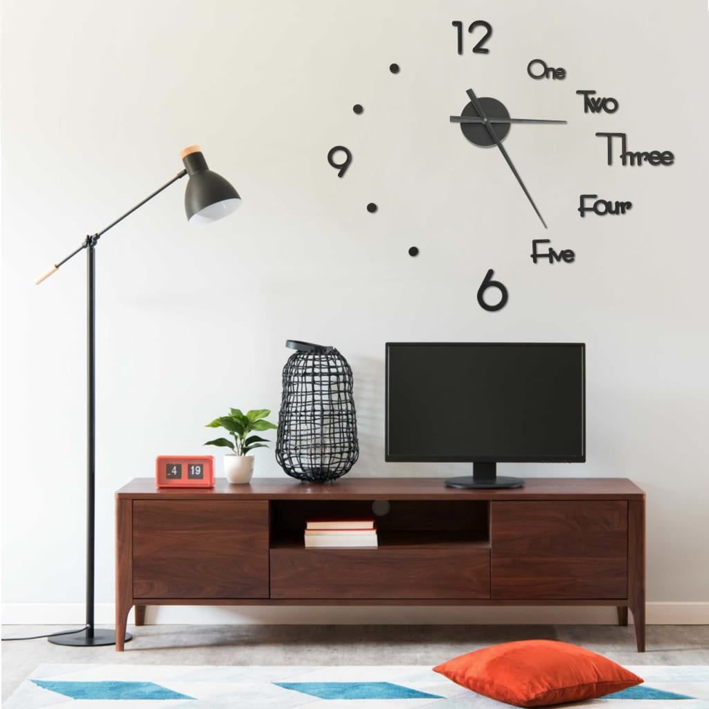 3D-Wanduhr Modernes Design Schwarz 100 cm XXL 3D-Wanduhr Modernes Design Schwarz 100 cm XXL