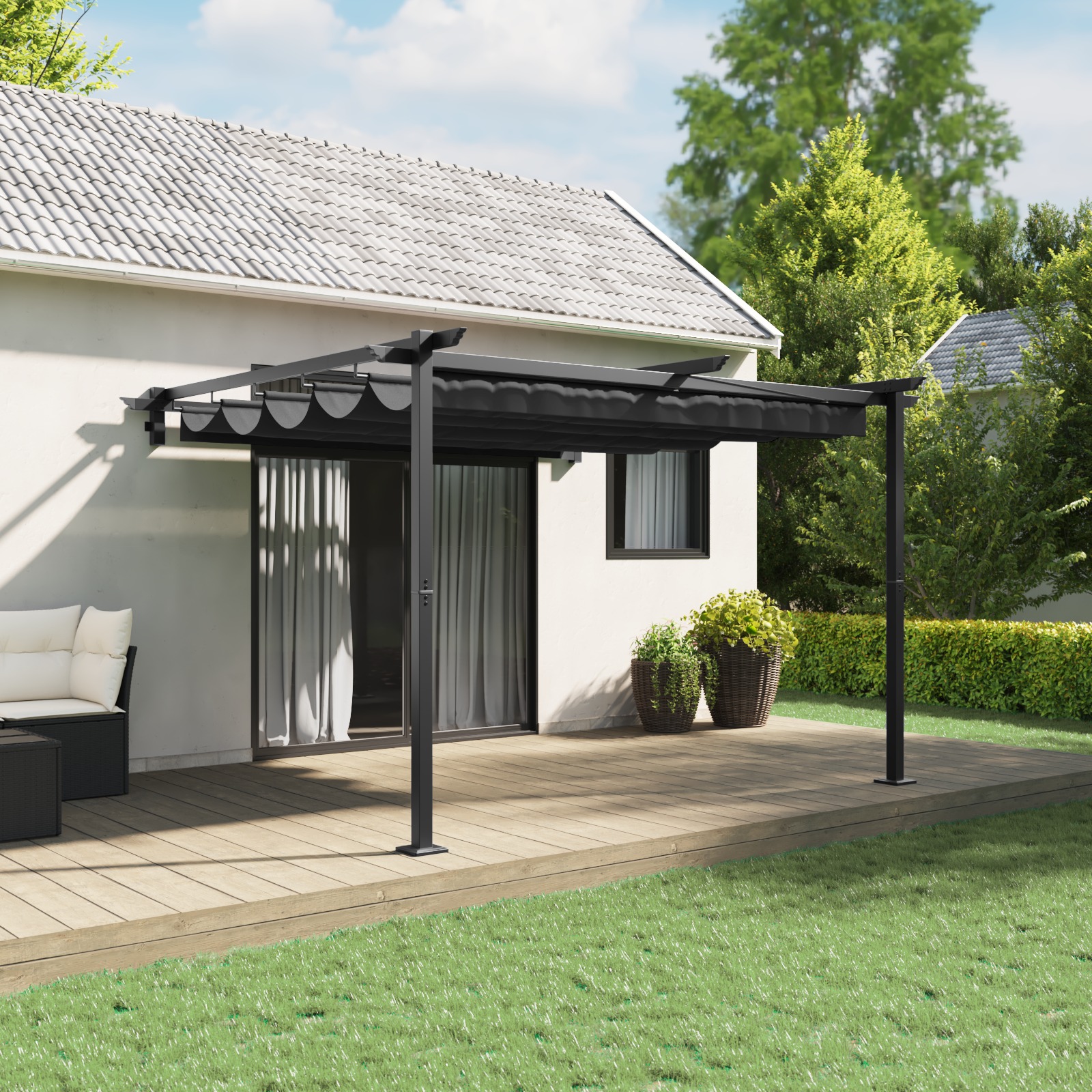 Wandmontierter Pavillon Anthrazit 3 x 3 m Stahl Wandmontierter Pavillon Anthrazit 3 x 3 m Stahl