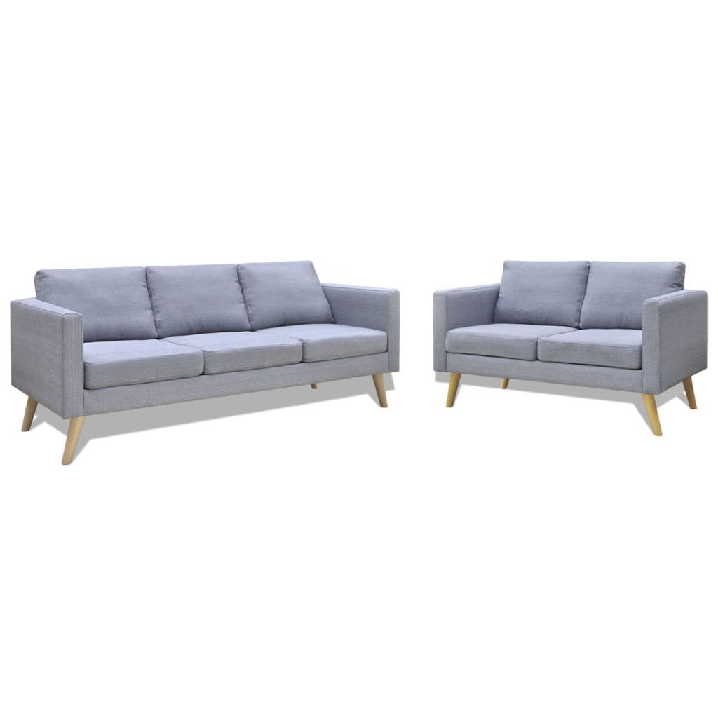 Sofa Set 2-Sitzer und 3-Sitzer Stoff Hellgrau Sofa Set 2-Sitzer und 3-Sitzer Stoff Hellgrau