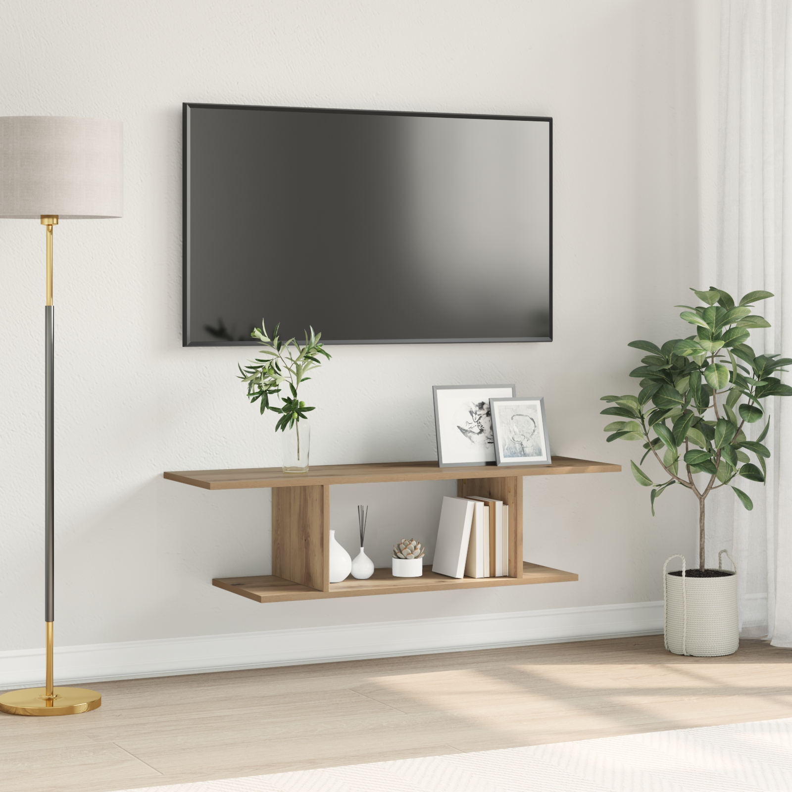TV-Schränk Eiche handwerklich 102 x 35 x 35 cm Holzwerkstoff