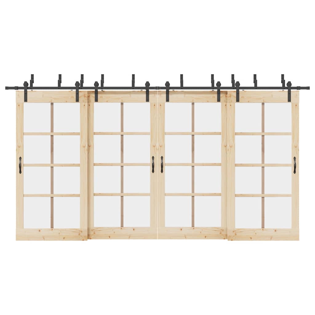 Schiebetürbeschlag-Set 427 cm Stahl Schwarz Schiebetürbeschlag-Set 427 cm Stahl Schwarz
