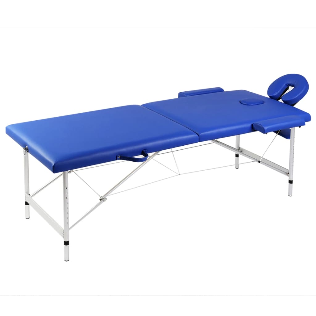  Massageliege Klappbar 2-Zonen mit Aluminiumgestell Blau