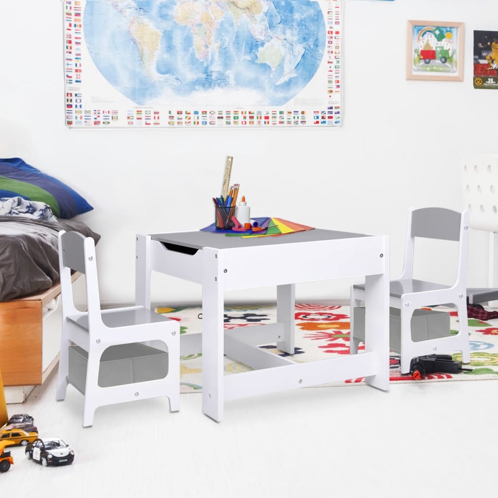 Kindertisch mit 2 Stühlen Weiß MDF Kindertisch mit 2 Stühlen Weiß MDF