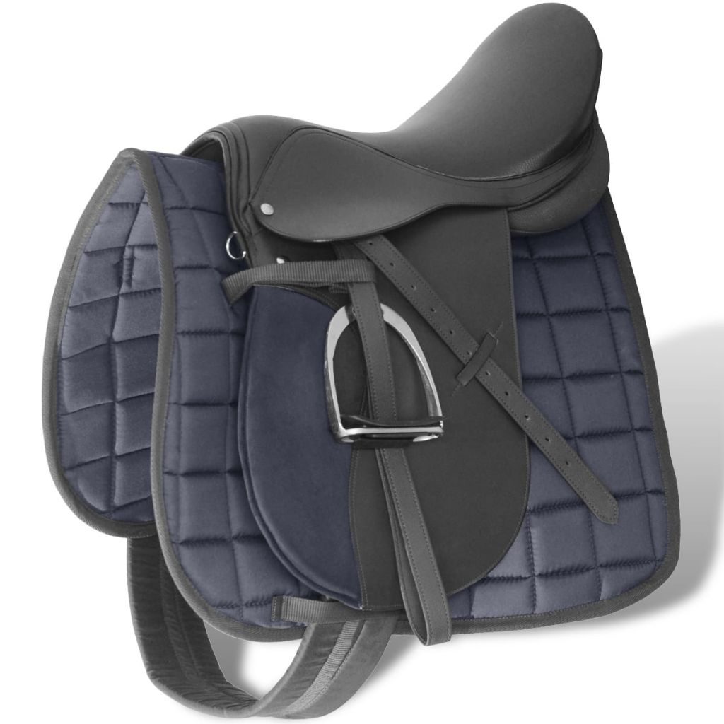 Pferdereiten Sattelset 16" echtes Leder schwarz 14 cm 5-in-1 Pferdereiten Sattelset 16" echtes Leder schwarz 14 cm 5-in-1
