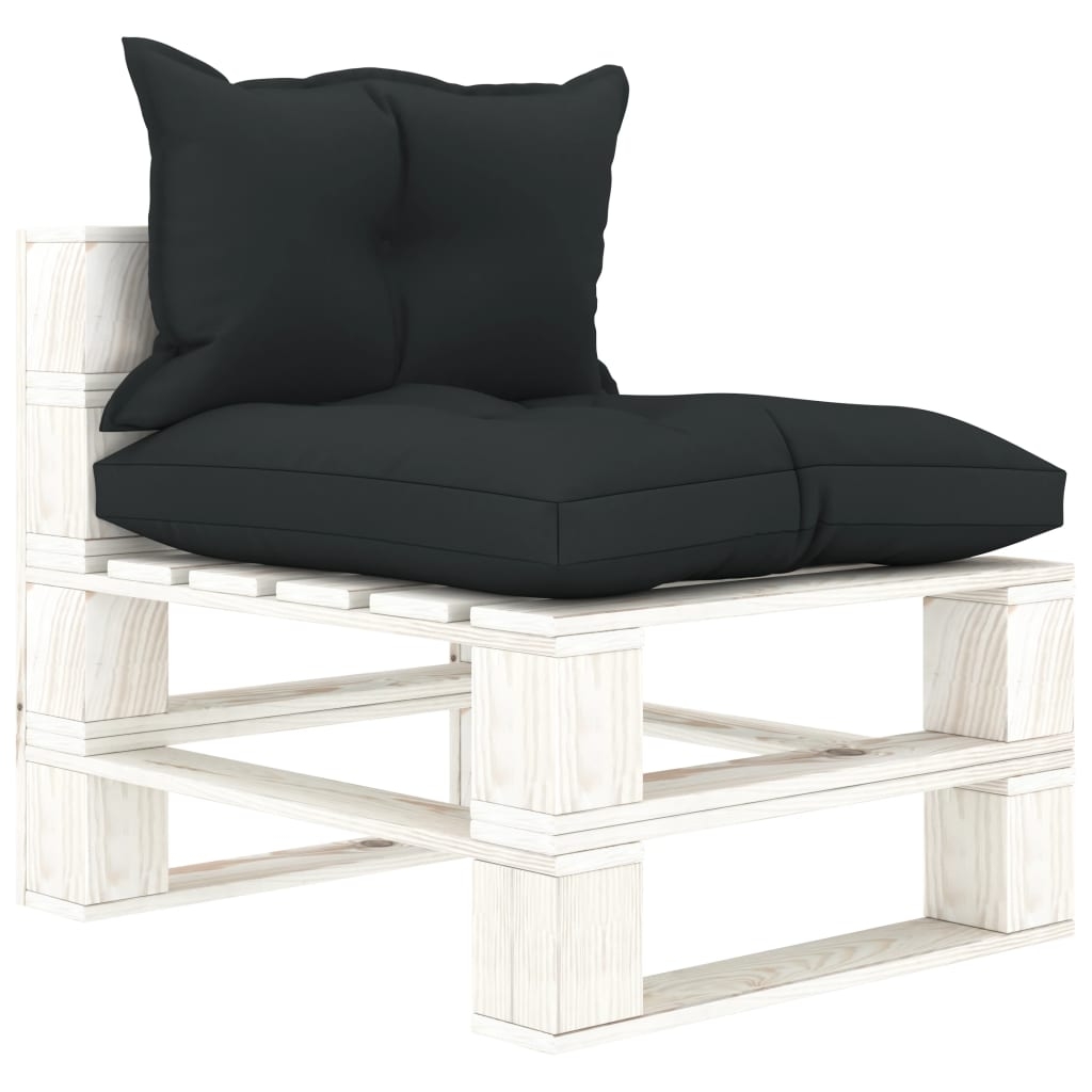 Garten-Paletten-Mittelsofa mit Kissen in Anthrazit Holz Garten-Paletten-Mittelsofa mit Kissen in Anthrazit Holz