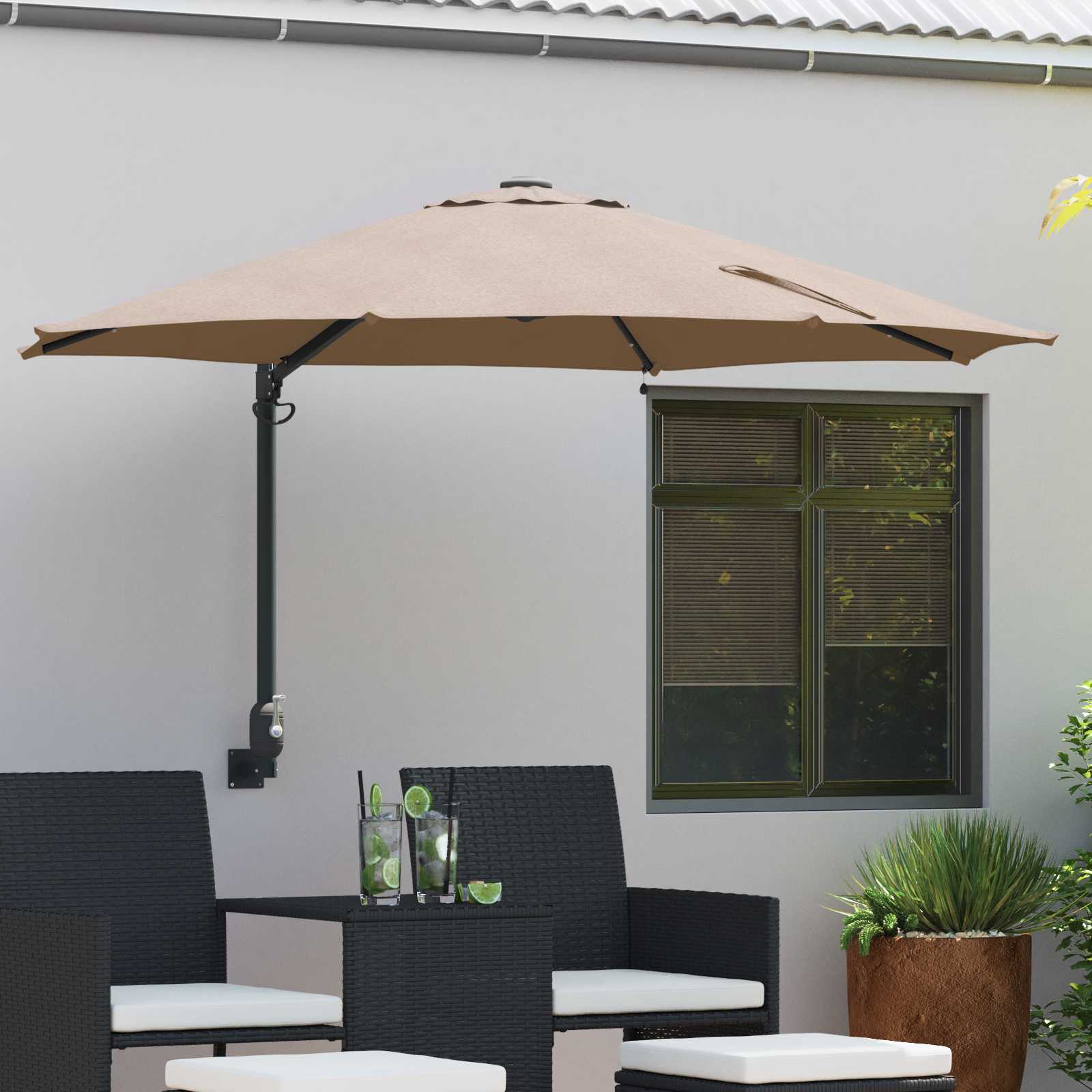 Wandmontierter Gartenschirm mit LED Taupe 248 cm Wandmontierter Gartenschirm mit LED Taupe 248 cm
