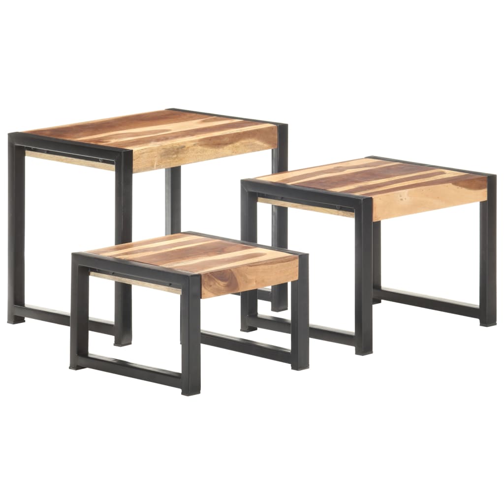 Satztische 3-tlg. Massivholz mit Palisander-Finish