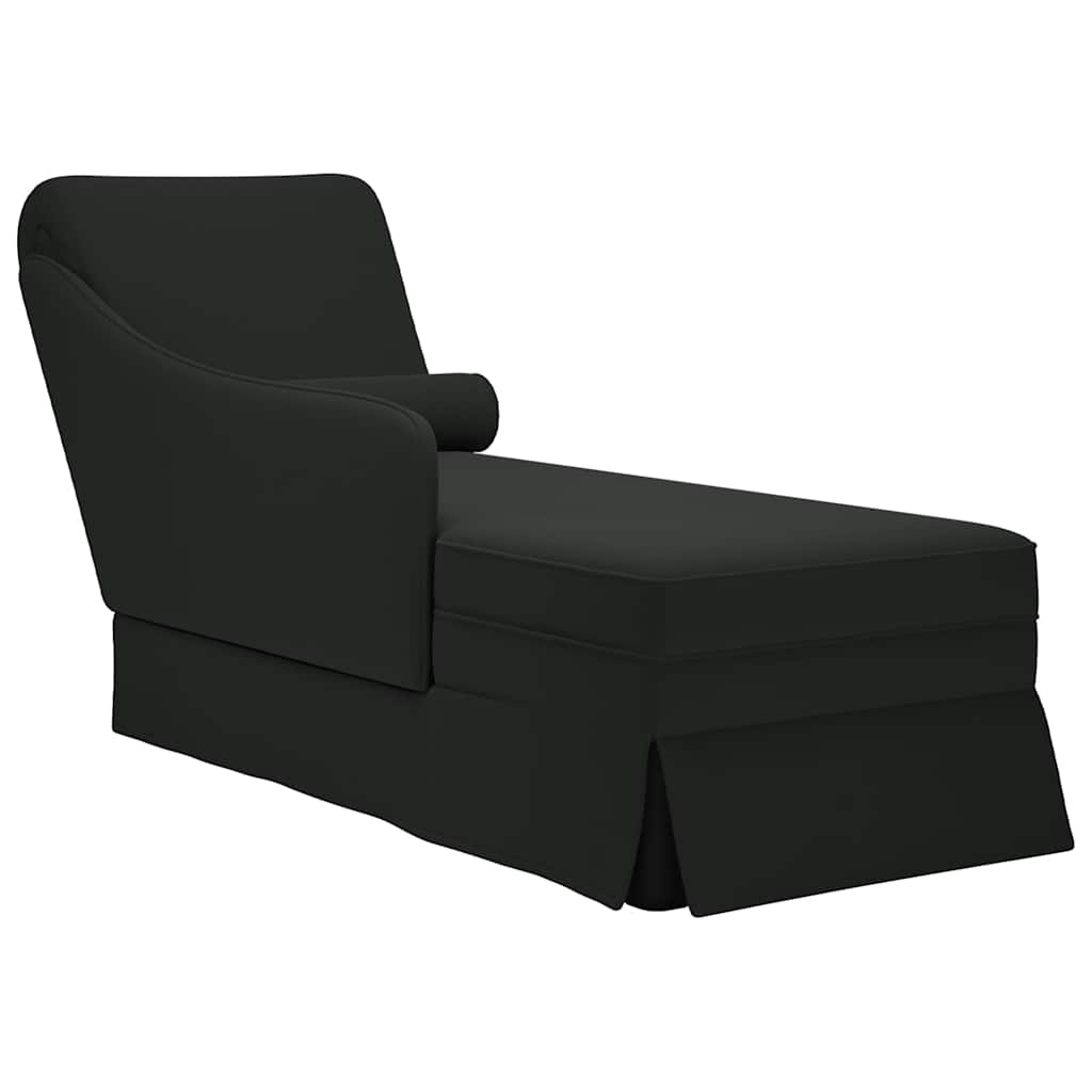 Chaiselongue mit Nackenrolle und Rechter Armlehne Schwarz Samt Chaiselongue mit Nackenrolle und Rechter Armlehne Schwarz Samt