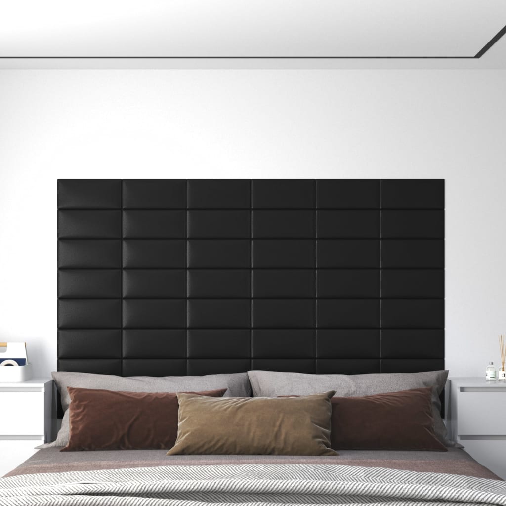 Wandpaneele 12 Stk. Schwarz 30x15 cm Kunstleder 0,54 m² Wandpaneele 12 Stk. Schwarz 30x15 cm Kunstleder 0,54 m²