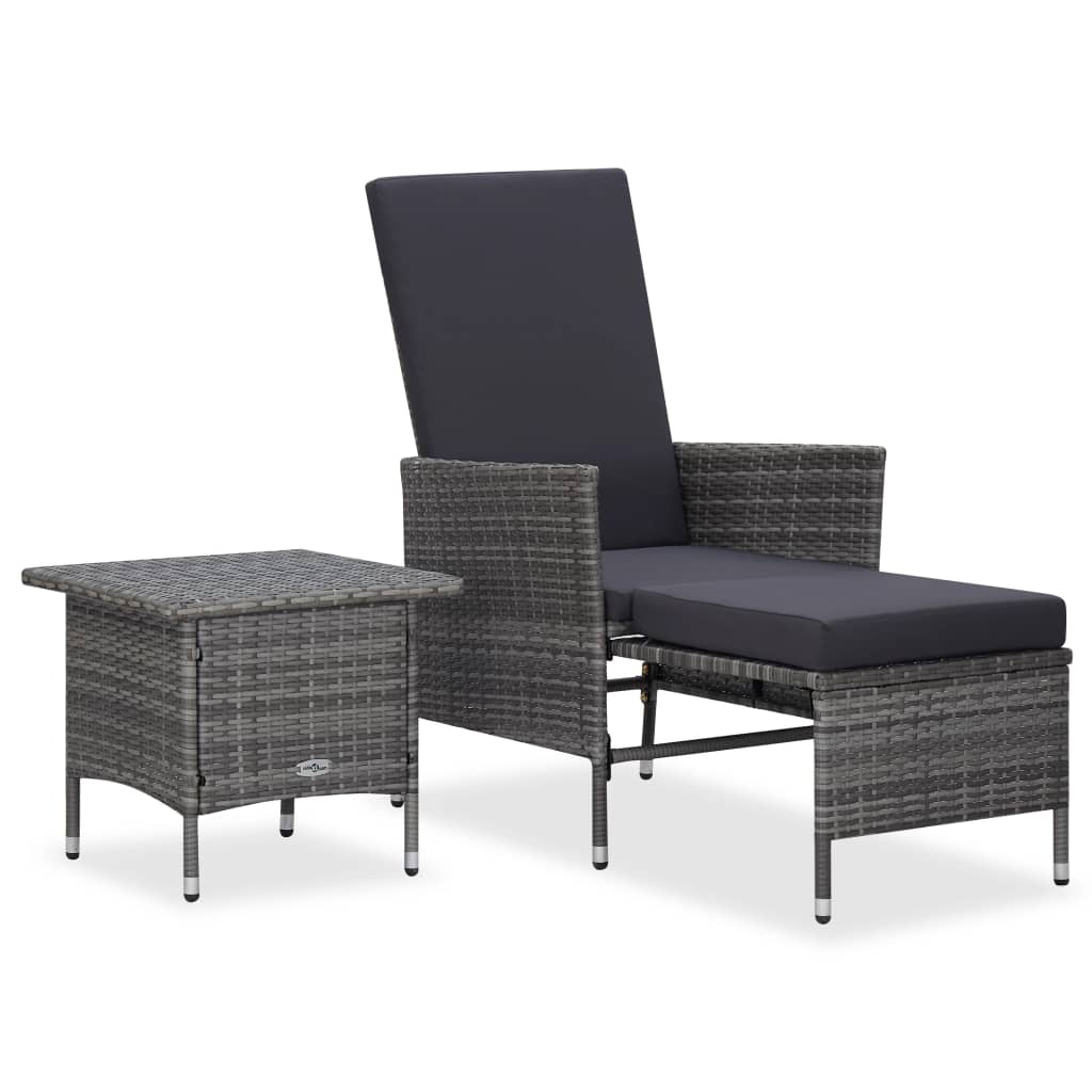 2-tlg. Garten-Lounge-Set mit Kissen Poly Rattan Grau 2-tlg. Garten-Lounge-Set mit Kissen Poly Rattan Grau