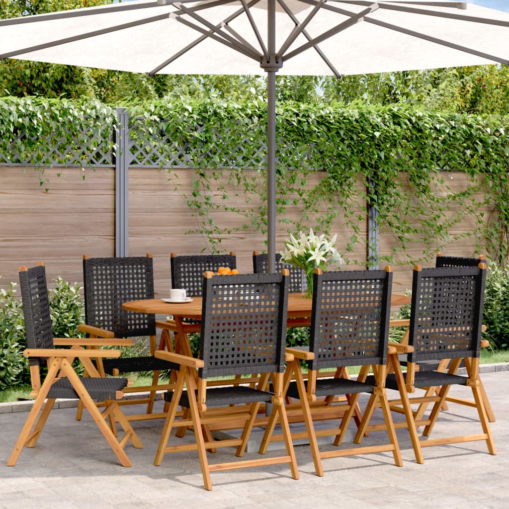 Gartenstuhl Verstellbar 8 Stk. Schwarz Poly Rattan Massivholz Gartenstuhl Verstellbar 8 Stk. Schwarz Poly Rattan Massivholz