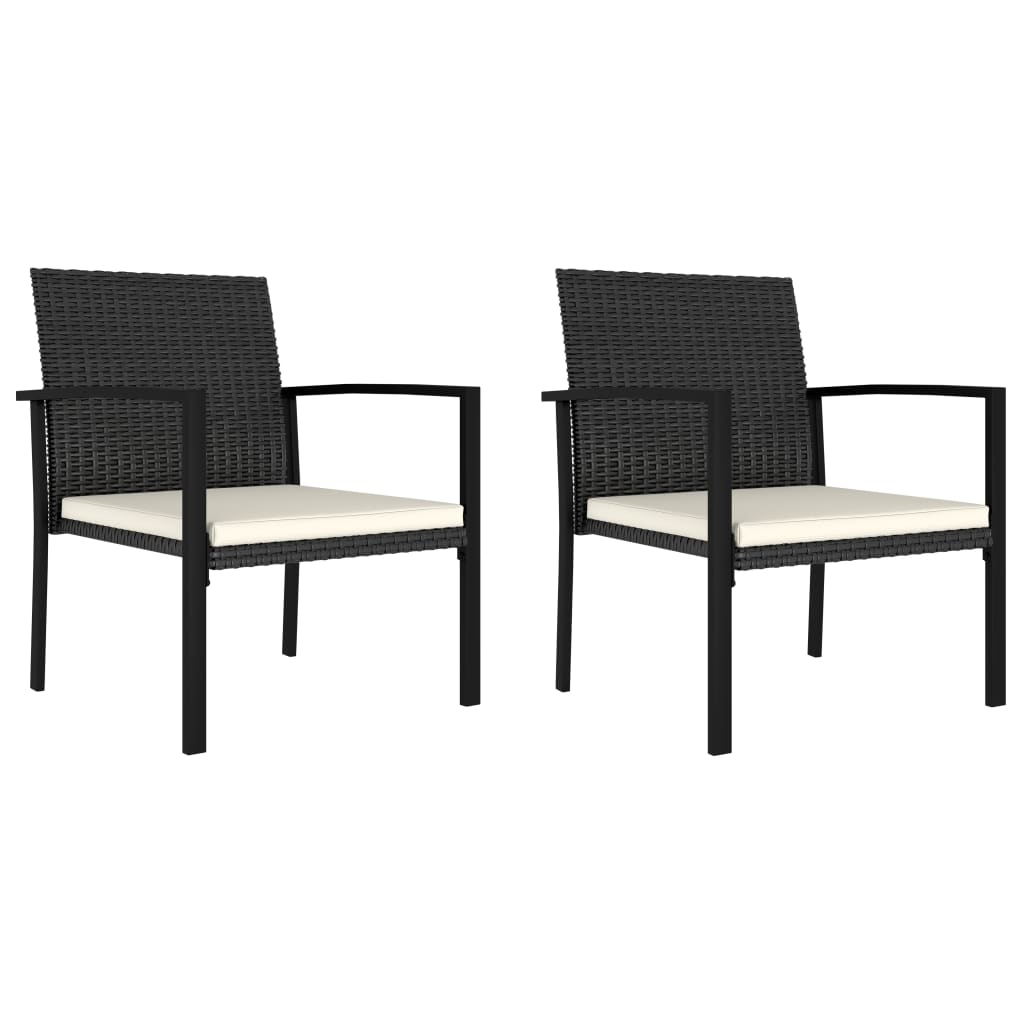 Garten-Essstühle 2 Stk. Poly Rattan Schwarz Garten-Essstühle 2 Stk. Poly Rattan Schwarz