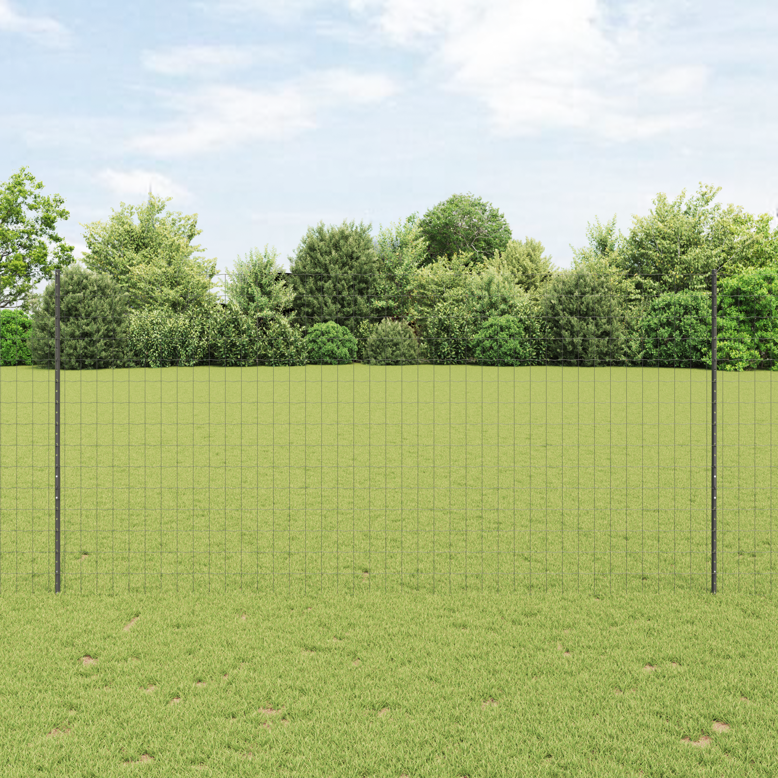 Euro Zaun mit 10 U-Pfosten Grau 1,5x10 m Stahl