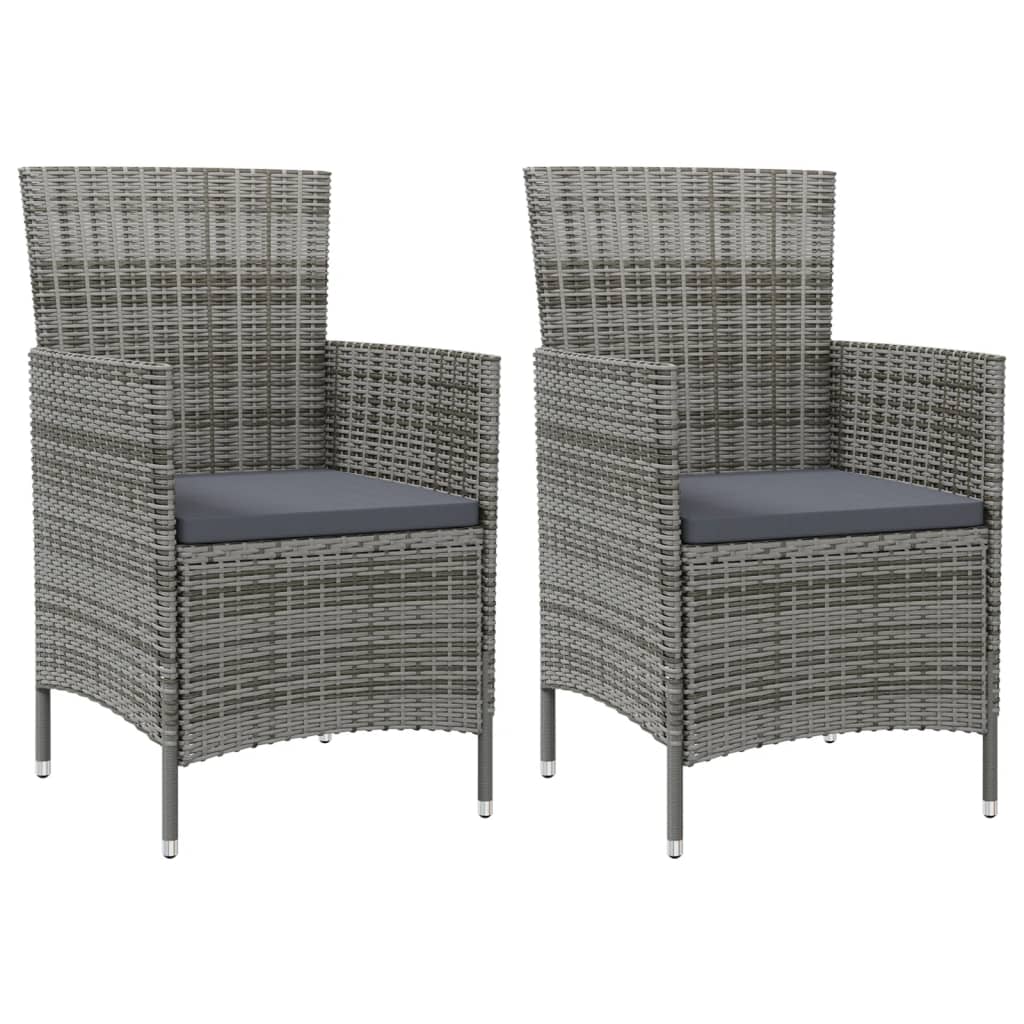 Gartenstühle mit Kissen 2 Stk. Poly Rattan Grau Gartenstühle mit Kissen 2 Stk. Poly Rattan Grau