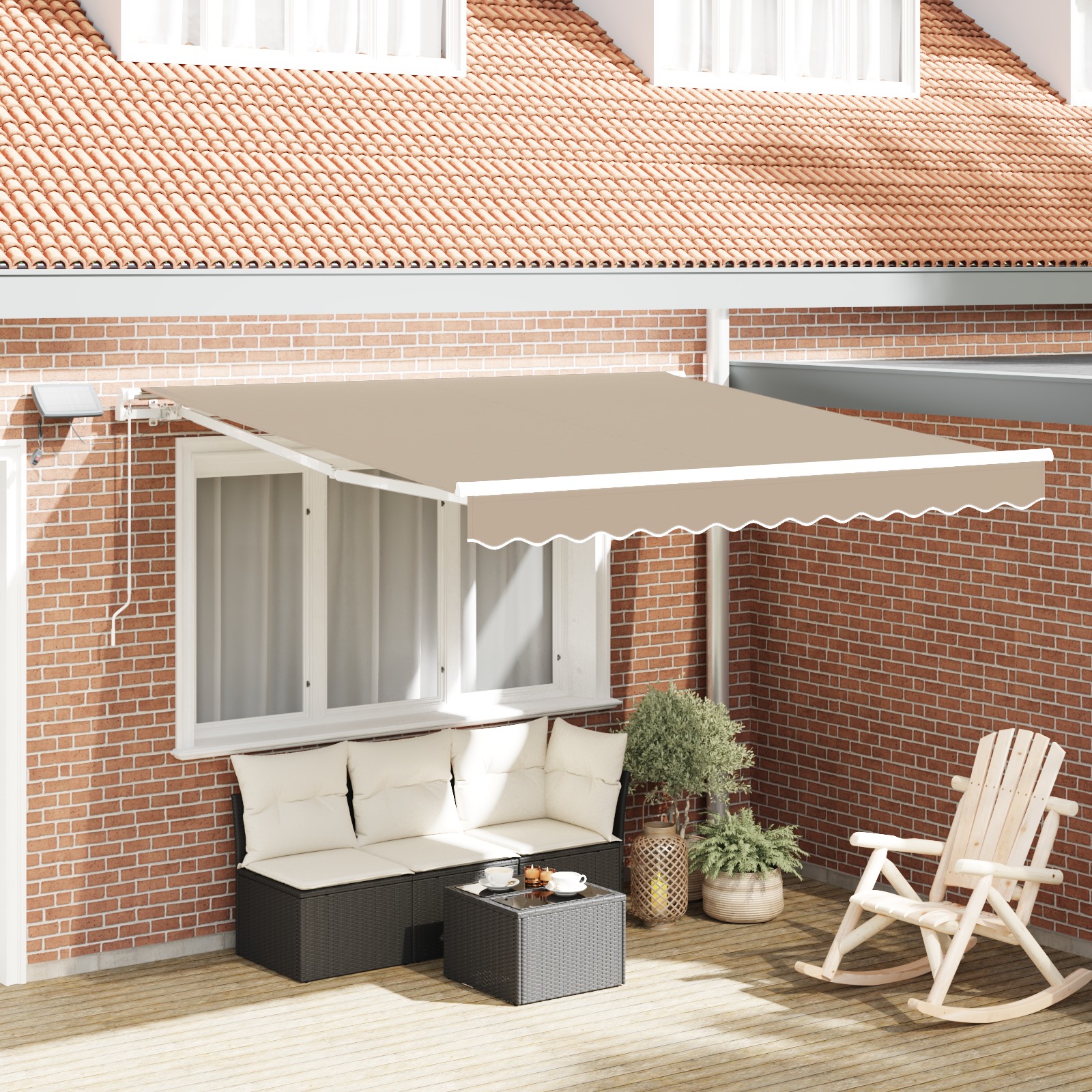 Manuelle einziehbare Markise mit LED Beige 300x250 cm Manuelle einziehbare Markise mit LED Beige 300x250 cm