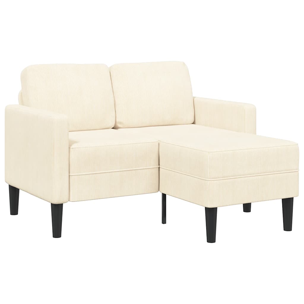 2-Sitzer-Sofa mit Chaiselongue L-Form Creme 125 cm Leinen 2-Sitzer-Sofa mit Chaiselongue L-Form Creme 125 cm Leinen