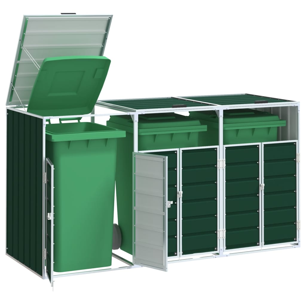 Mülltonnenbox für 3 Tonnen Grün 216x81x115 cm Stahl Mülltonnenbox für 3 Tonnen Grün 216x81x115 cm Stahl