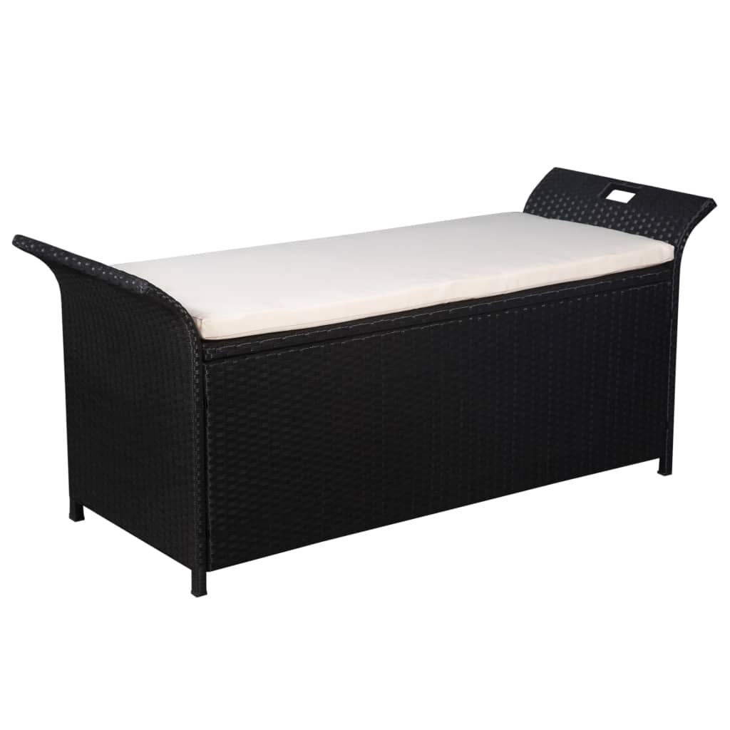 Truhenbank mit Polster 138 cm Poly Rattan Schwarz Truhenbank mit Polster 138 cm Poly Rattan Schwarz