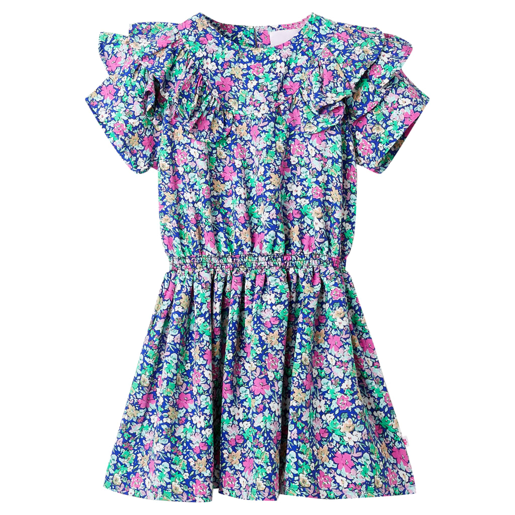 Kinderkleid mit Rüschenärmeln Kobaltblau 104 Kinderkleid mit Rüschenärmeln Kobaltblau 104