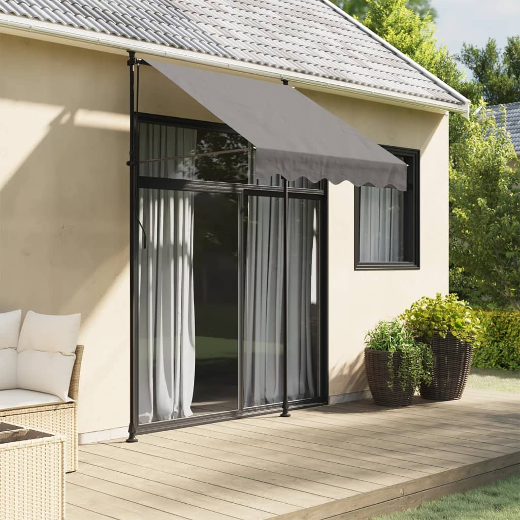 Markise Einziehbar Anthrazit 150x150 cm Stoff und Stahl Markise Einziehbar Anthrazit 150x150 cm Stoff und Stahl
