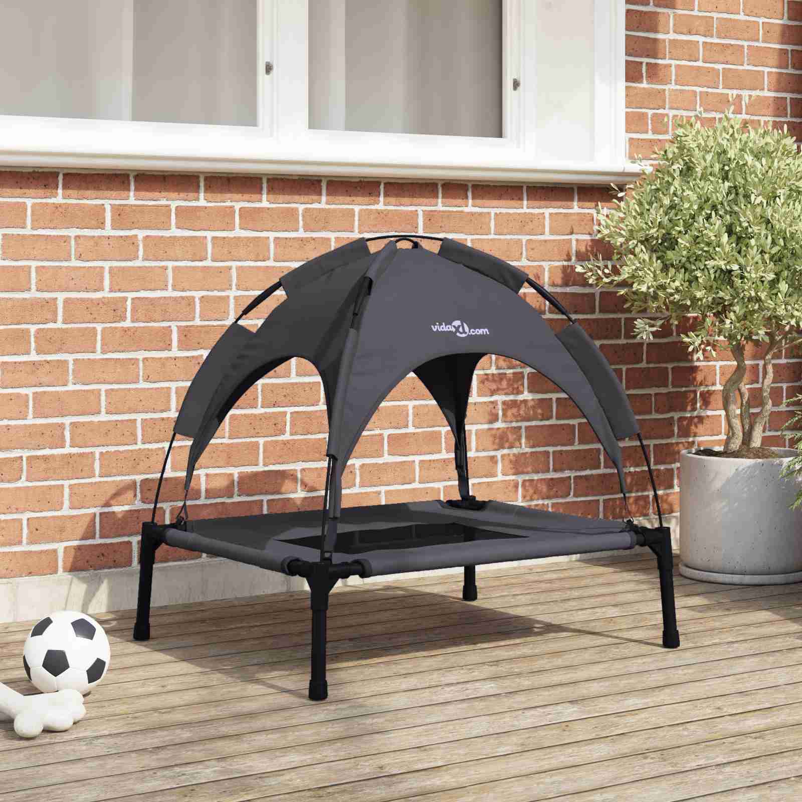 Erhöhtes Hundebett Schwarz Polyester, Metallrahmen Erhöhtes Hundebett Schwarz Polyester, Metallrahmen