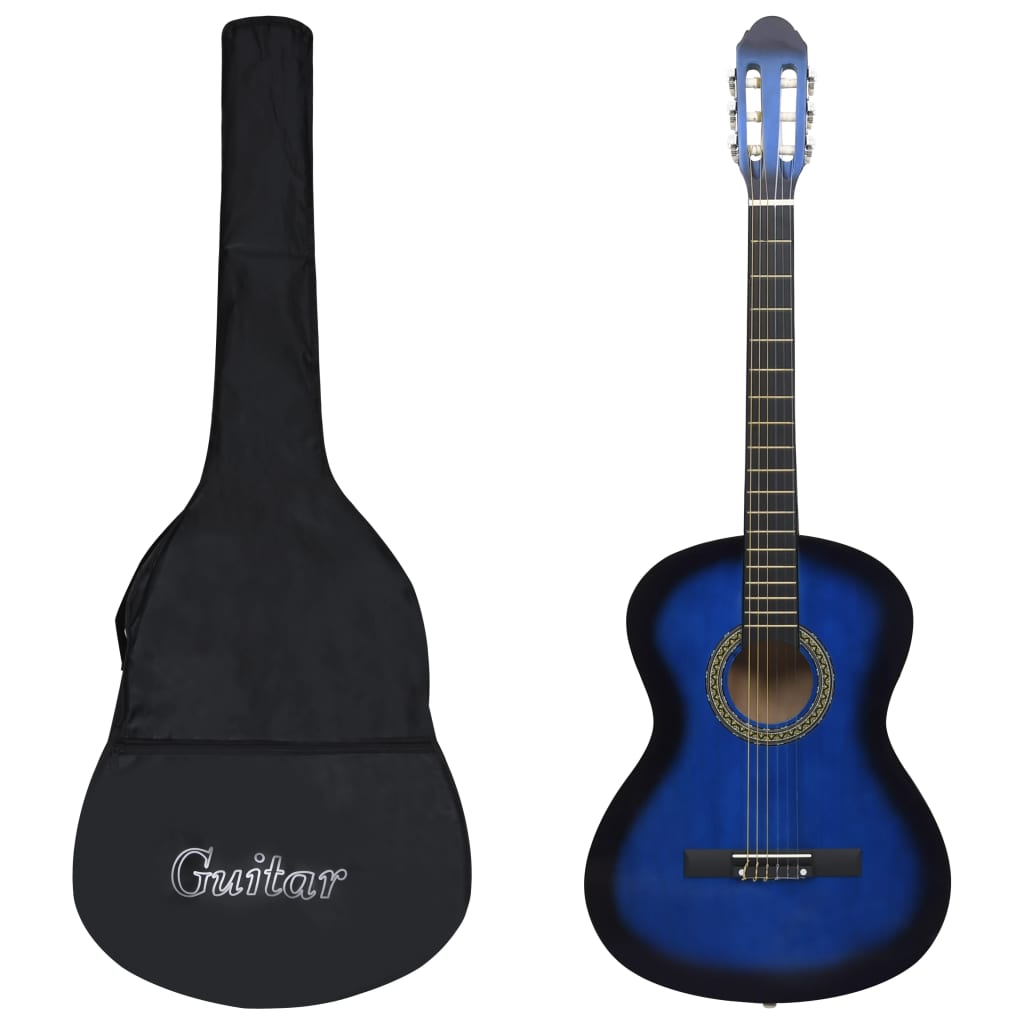Klassikgitarre für Anfänger mit Tasche Blau 4/4 39" Klassikgitarre für Anfänger mit Tasche Blau 4/4 39"