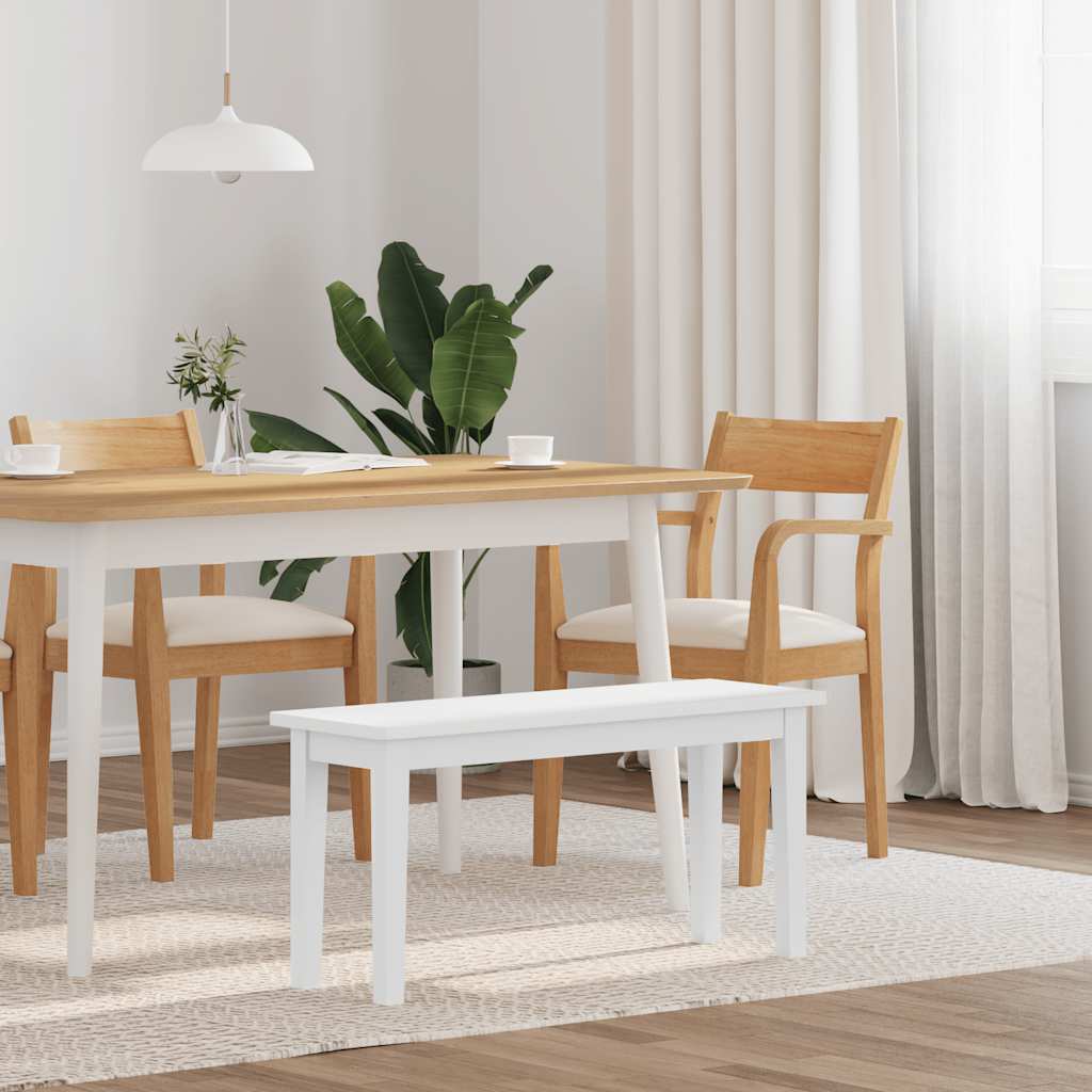 Bank 90 cm Weiß Massivholz Gummibaum Bank 90 cm Weiß Massivholz Gummibaum