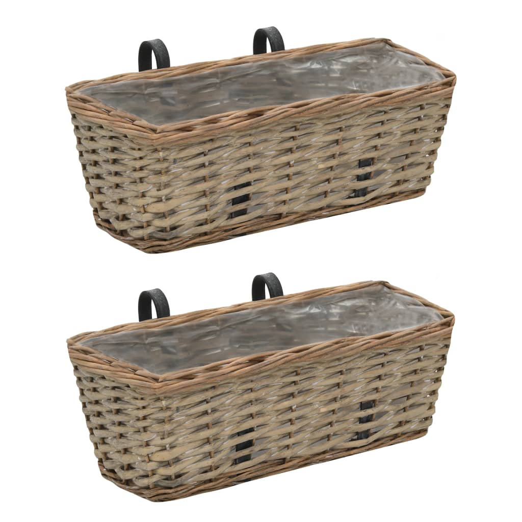 Balkon-Blumentöpfe 2 Stk. Weide mit PE-Auskleidung 40 cm Balkon-Blumentöpfe 2 Stk. Weide mit PE-Auskleidung 40 cm