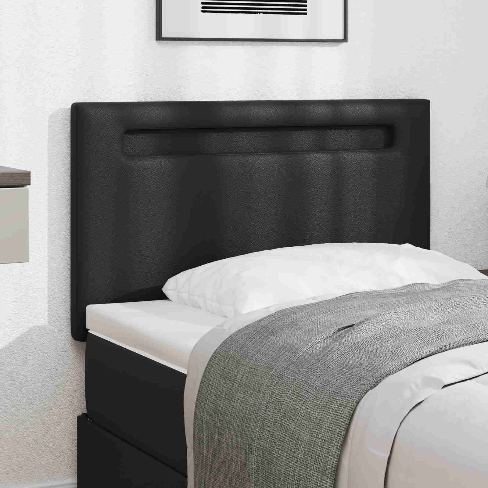 Kopfteil Einfarbig Schwarz 90 cm Kunstleder Kopfteil Einfarbig Schwarz 90 cm Kunstleder