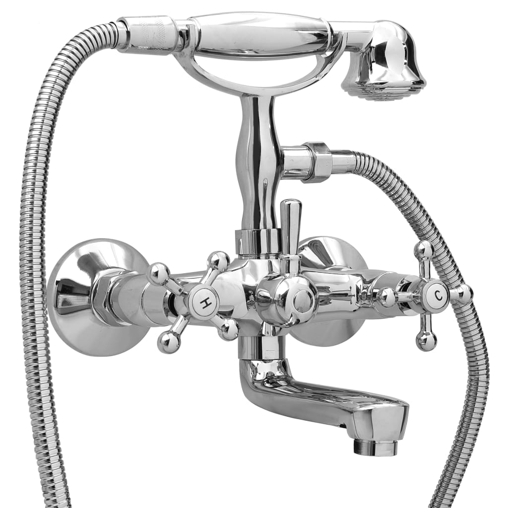 2-Griff-Badewannenarmatur und Handbrause Verchromt 2-Griff-Badewannenarmatur und Handbrause Verchromt