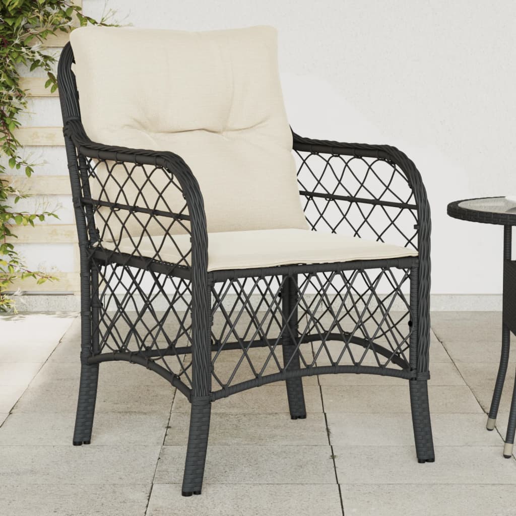 Gartenstühle mit Kissen 2 Stk. Schwarz Poly Rattan Gartenstühle mit Kissen 2 Stk. Schwarz Poly Rattan