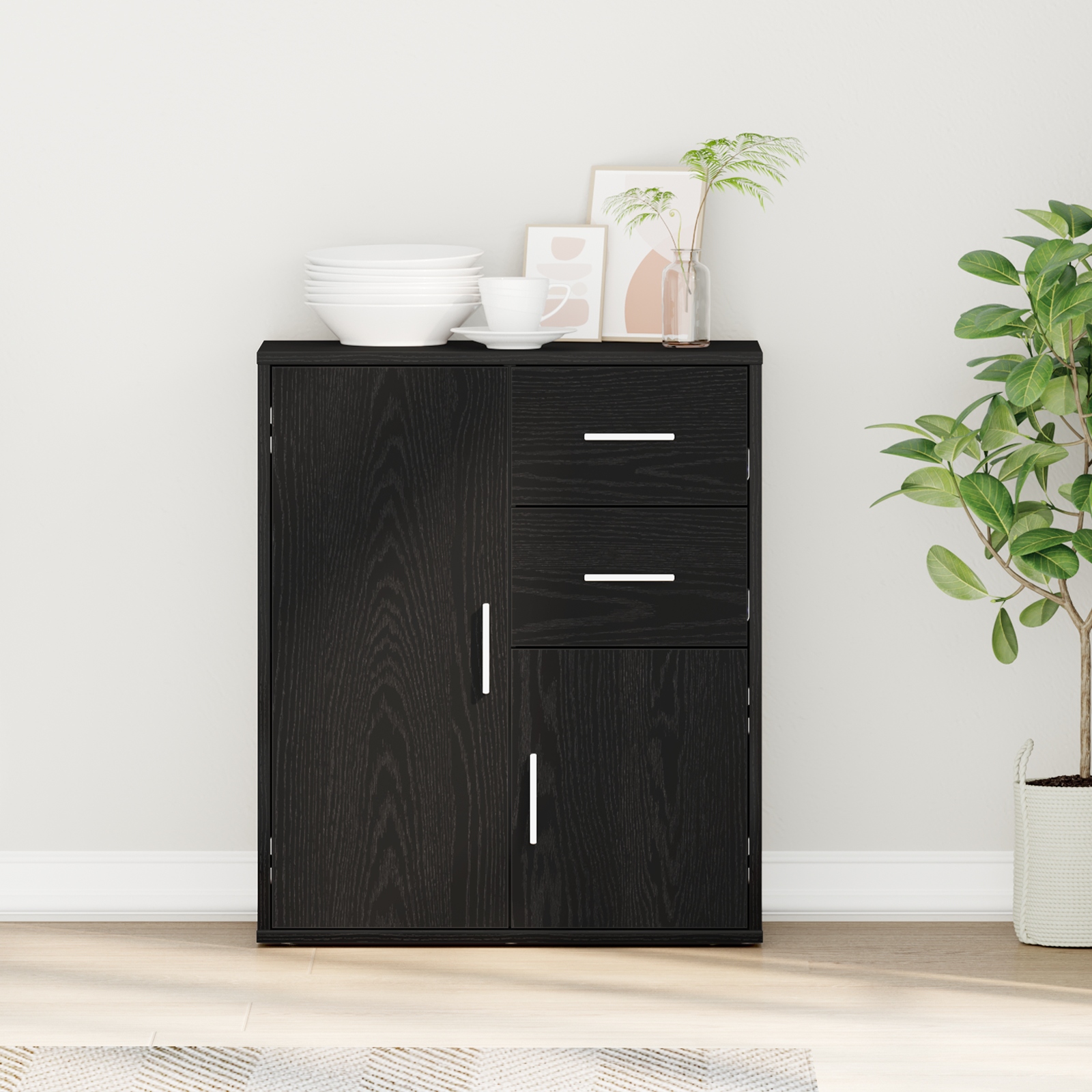 Sideboard Schwarze Eiche 60 x 31 x 70 cm Holzwerkstoff Sideboard Schwarze Eiche 60 x 31 x 70 cm Holzwerkstoff