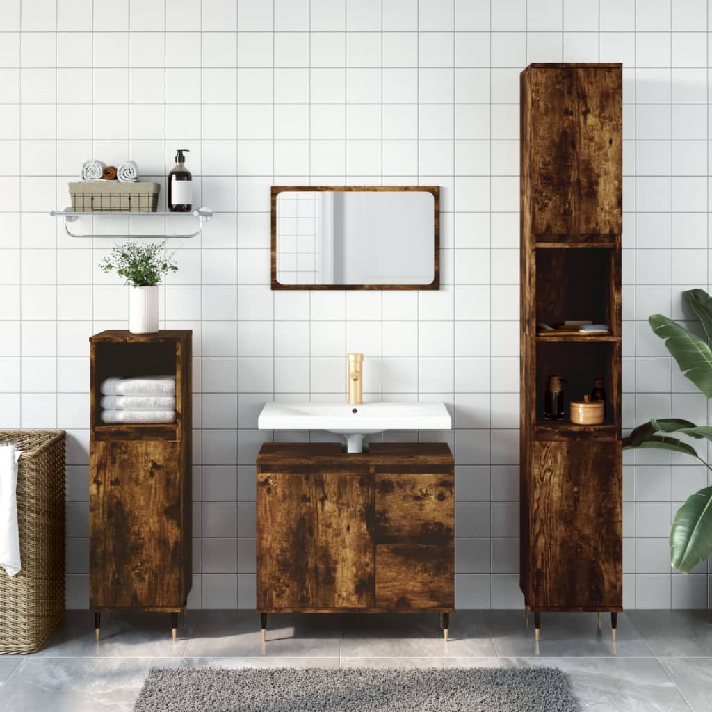 Badschrank Räuchereiche 65x33x60 cm Holzwerkstoff