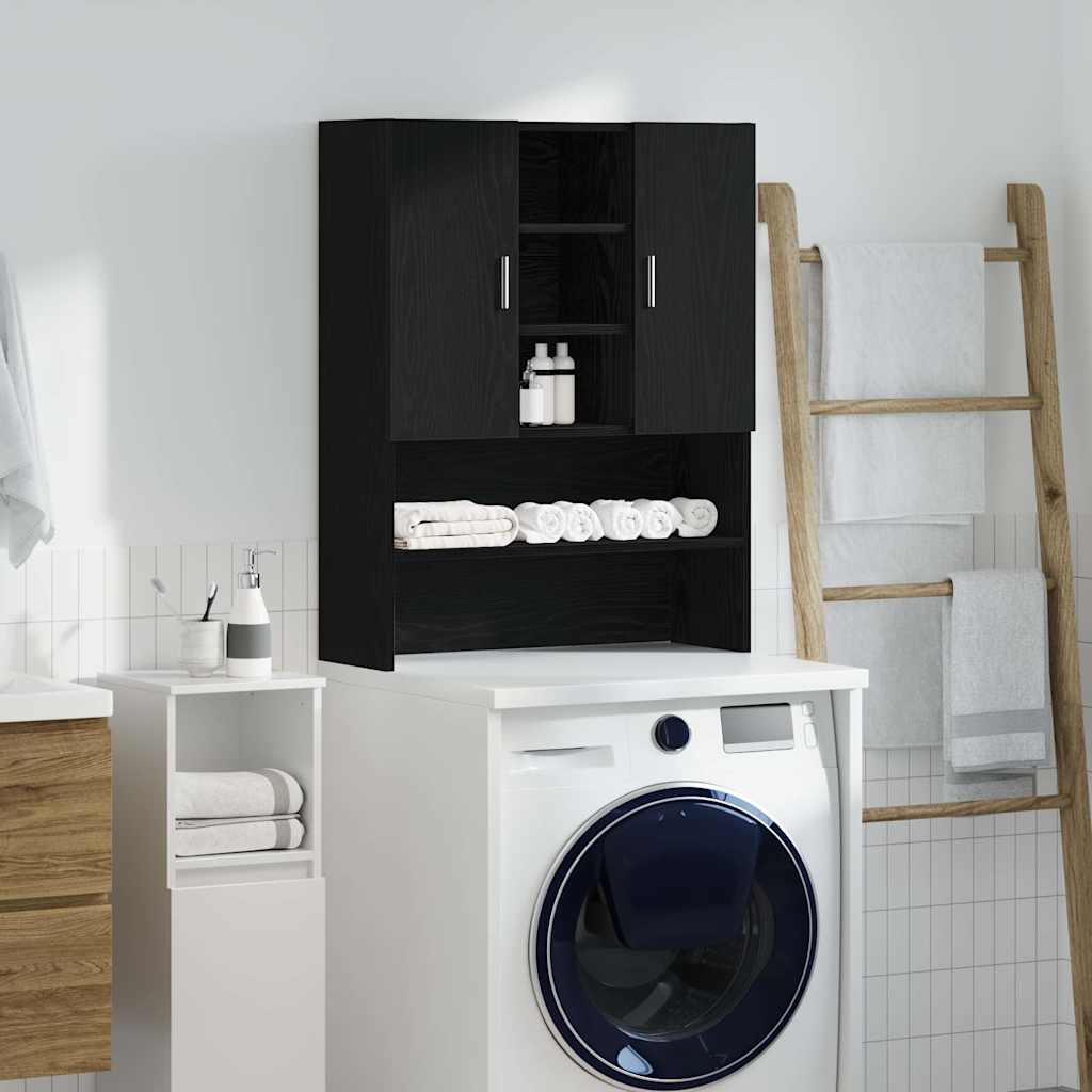 Waschmaschinenschrank Schwarz Eichen-Optik 70,5x25,5x90 cm Waschmaschinenschrank Schwarz Eichen-Optik 70,5x25,5x90 cm