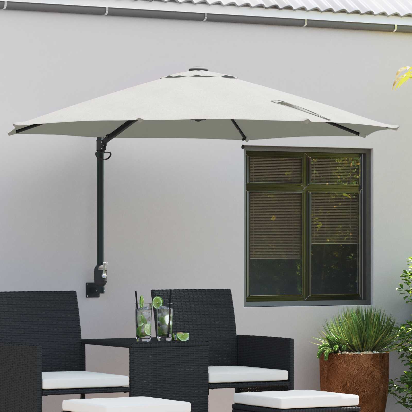 Wandmontierter Gartenparasol mit LEDs Sand 248 cm Wandmontierter Gartenparasol mit LEDs Sand 248 cm