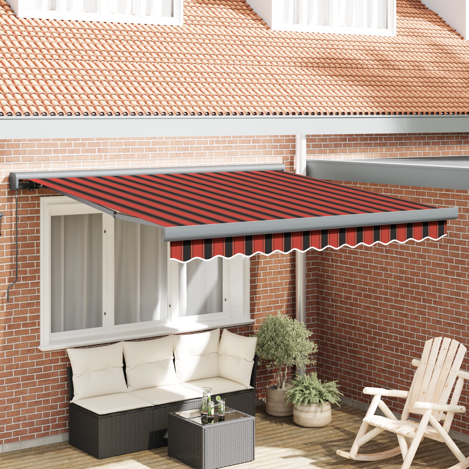 Manuelle einziehbare Markise Orange und Braun 300x250 cm Manuelle einziehbare Markise Orange und Braun 300x250 cm