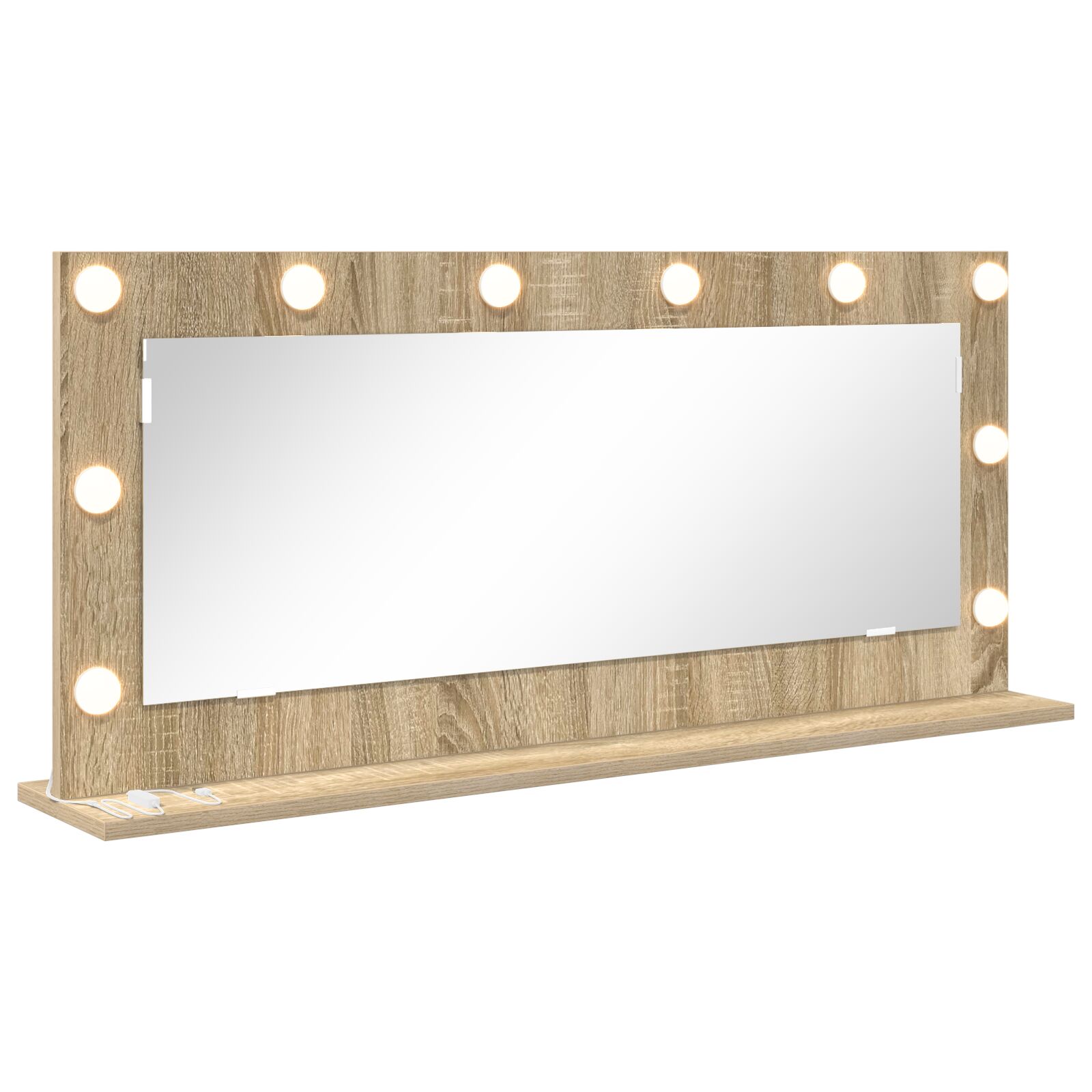 Schminkspiegel mit LED-Lichtern Sonoma Eiche 100x45x18 cm