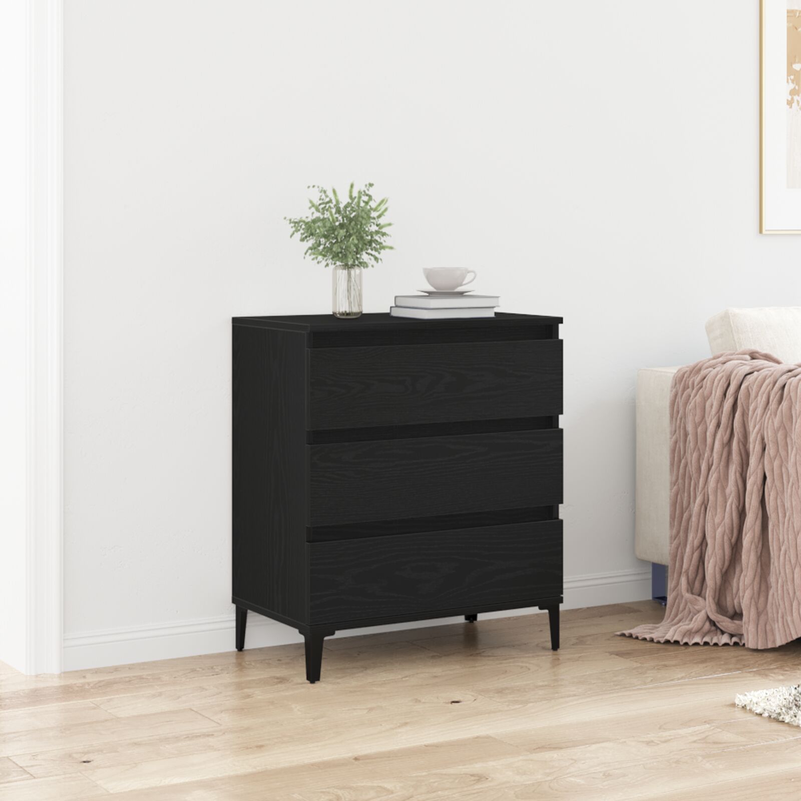 vidaXL Sideboard Schwarz Eiche 60x35x70 cm Holzwerkstoff