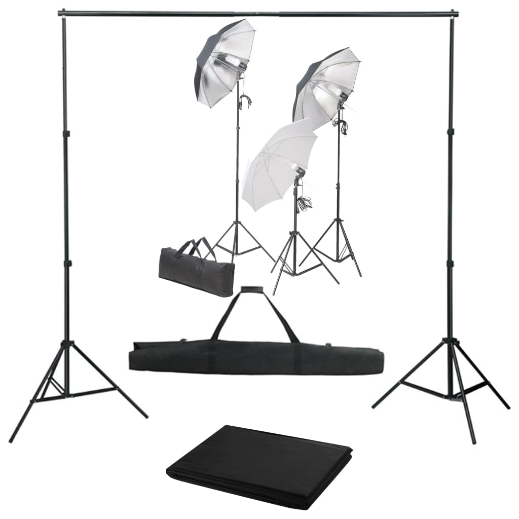 Fotostudio-Set mit Lampen und Hintergrundsystem Fotostudio-Set mit Lampen und Hintergrundsystem