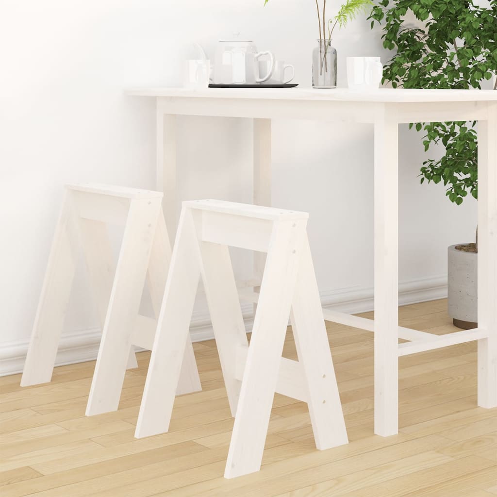 Hocker 2 Stk. Weiß 40x40x60 cm Massivholz Kiefer Hocker 2 Stk. Weiß 40x40x60 cm Massivholz Kiefer