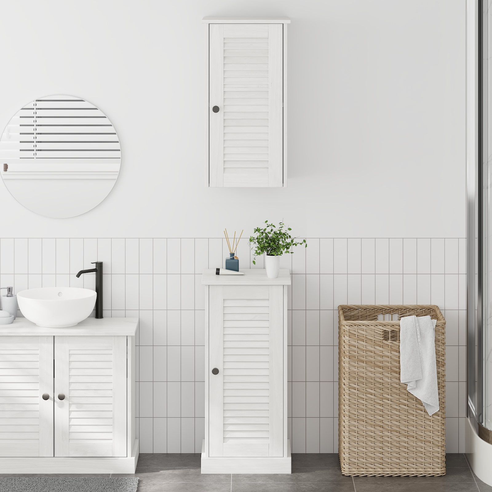 Badezimmermöbel Set mit Regal 2 pcs Antik Weiß 37 x 34 x 80 cm