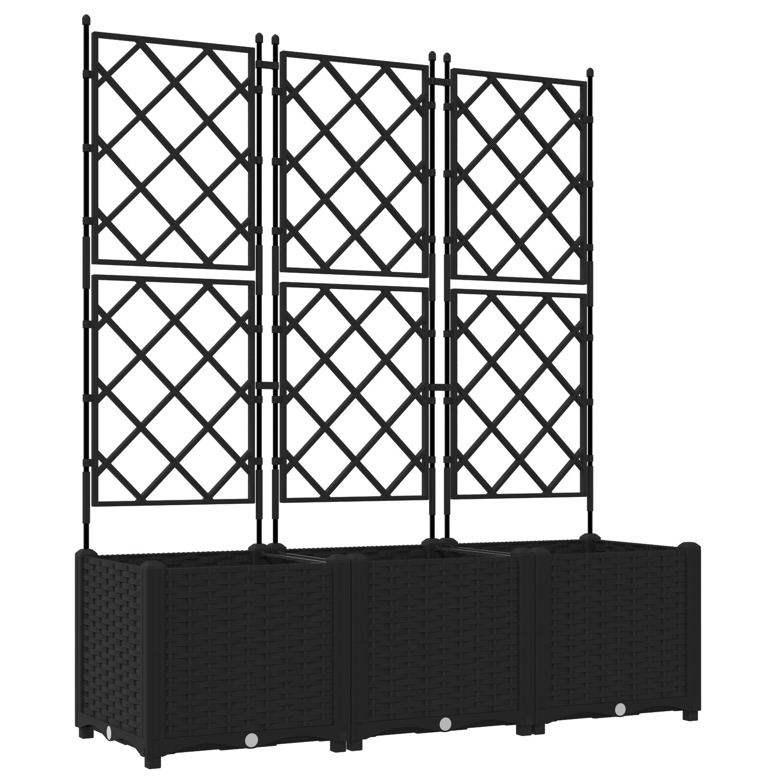 Garten Pflanzer mit Gitter 3 Stück Schwarz 120x40x143 cm Garten Pflanzer mit Gitter 3 Stück Schwarz 120x40x143 cm