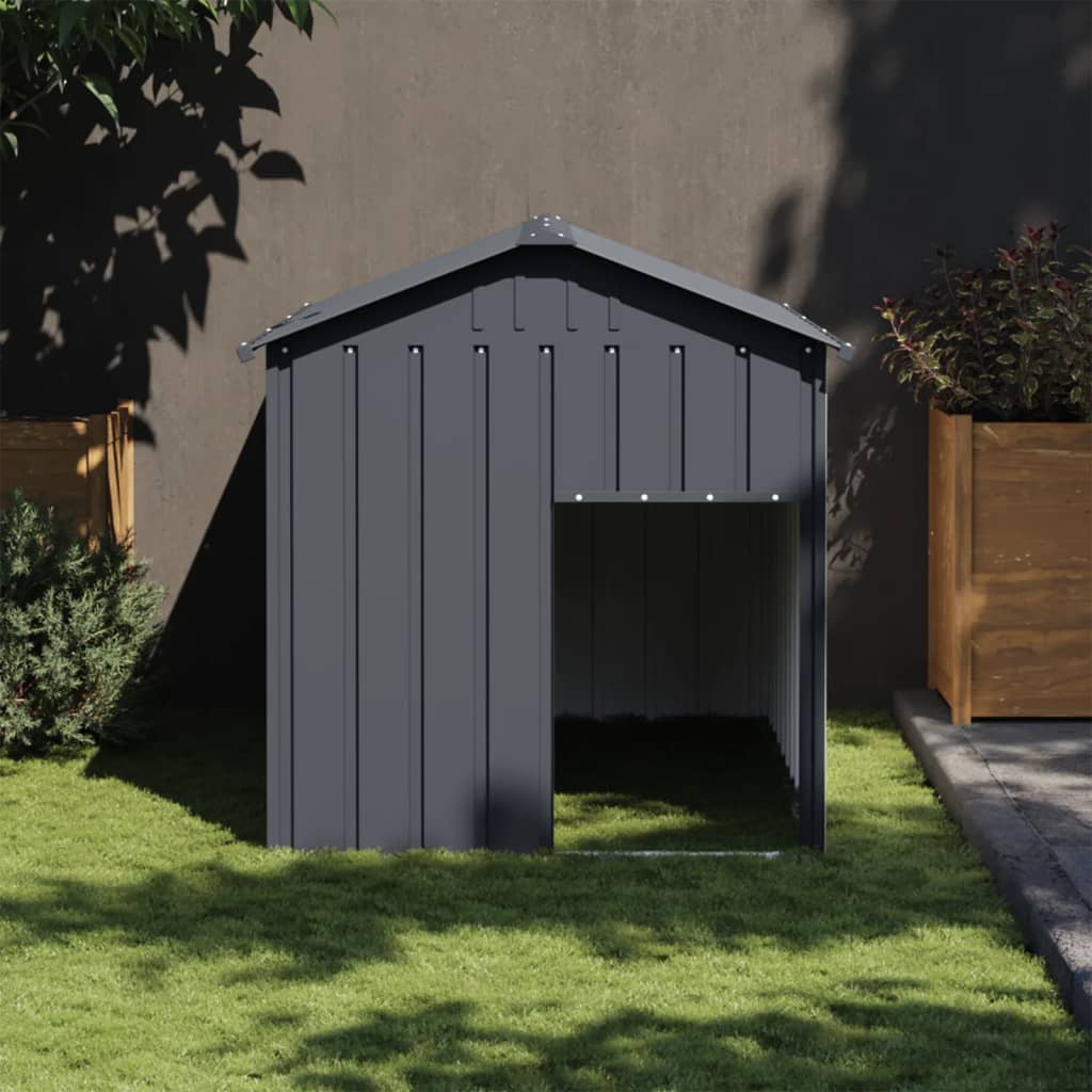 Hundehütte mit Dach Anthrazit 117x153x123cm Verzinkter Stahl Hundehütte mit Dach Anthrazit 117x153x123cm Verzinkter Stahl