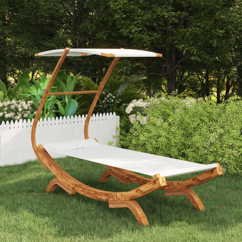 Sonnenliege mit Dach 100x190x134 cm Bugholz Massiv Creme Sonnenliege mit Dach 100x190x134 cm Bugholz Massiv Creme