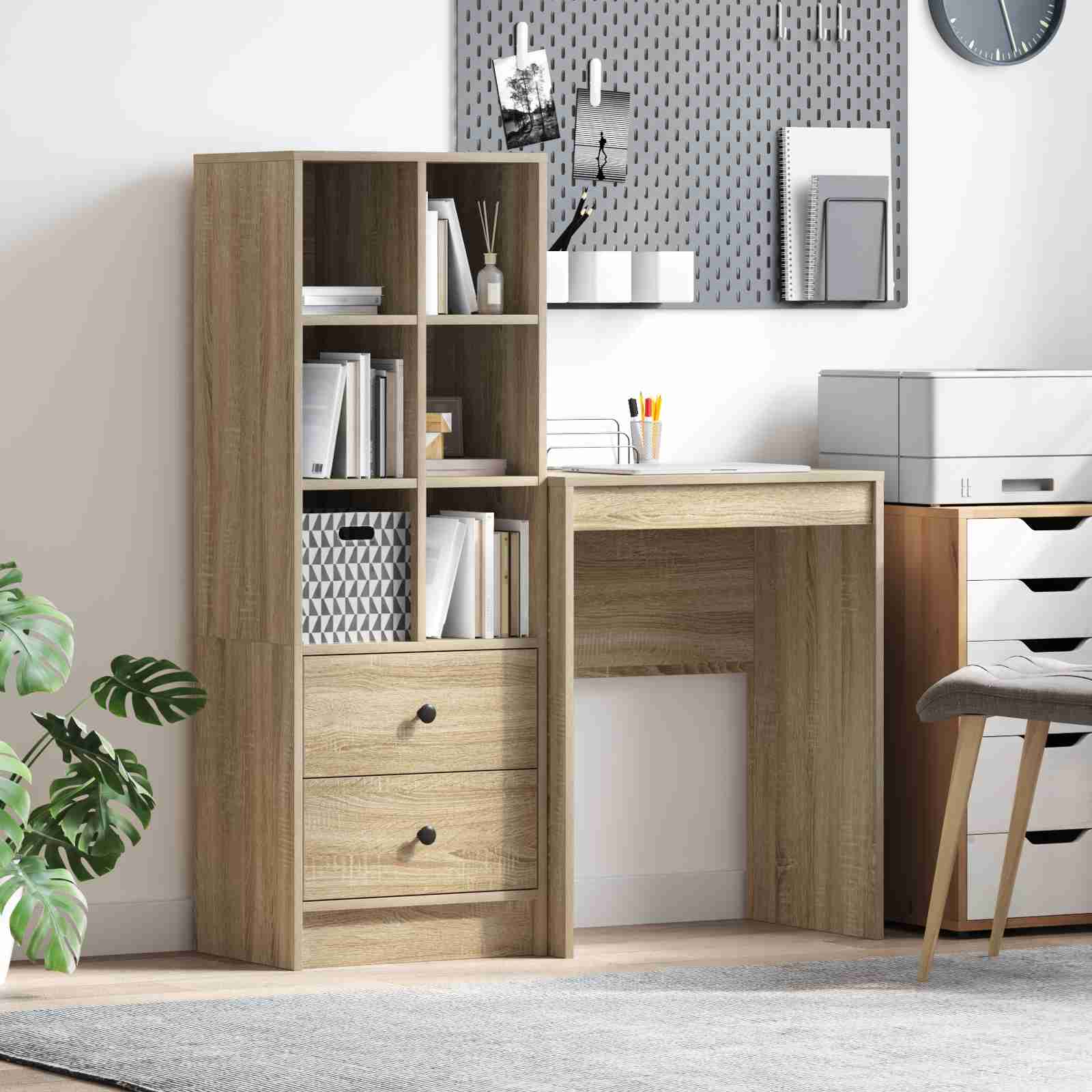 Schreibtisch mit Stauraum Sonoma Eiche Holzwerkstoff Schreibtisch mit Stauraum Sonoma Eiche Holzwerkstoff